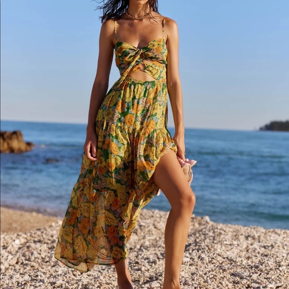 Astr | Dresses | Astr Brandy Floral Cinched Front Cutout Maxi Dress |  Poshmark